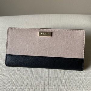 Kate Spade Slim Bifold Wallet Color Block in Warm Tan and Black